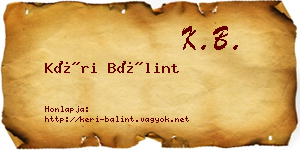 Kéri Bálint névjegykártya